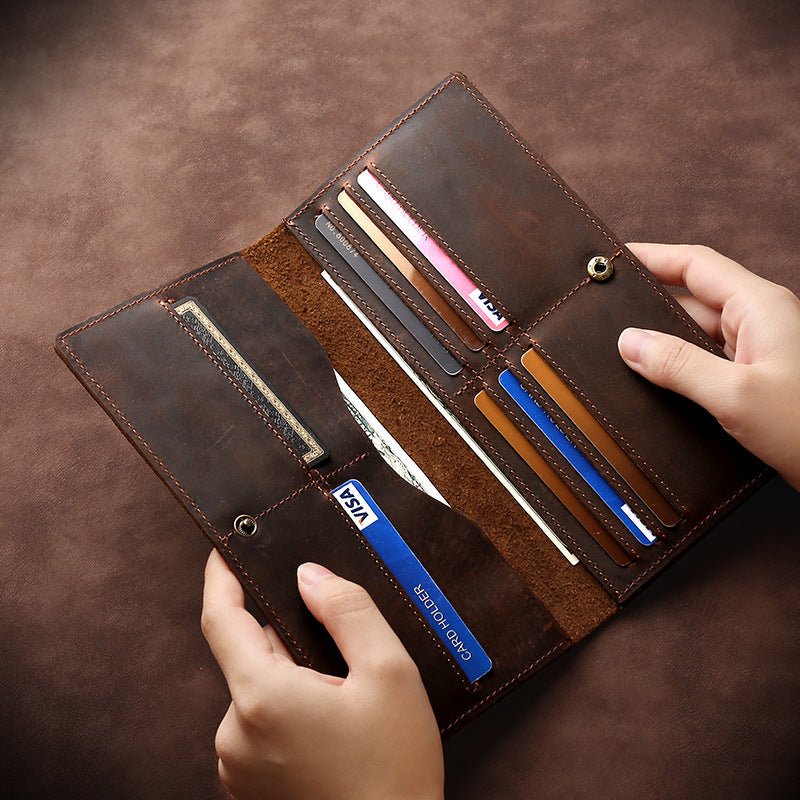 Long Wallet Genuine Leather Hand-held Men's Card Holder
