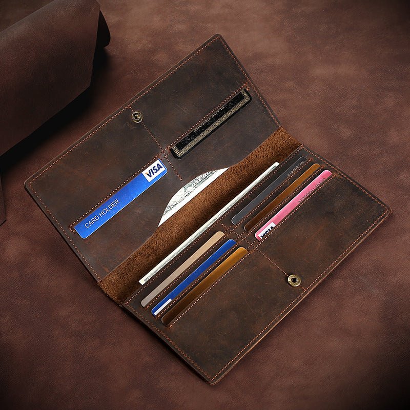 Long Wallet Genuine Leather Hand-held Men's Card Holder